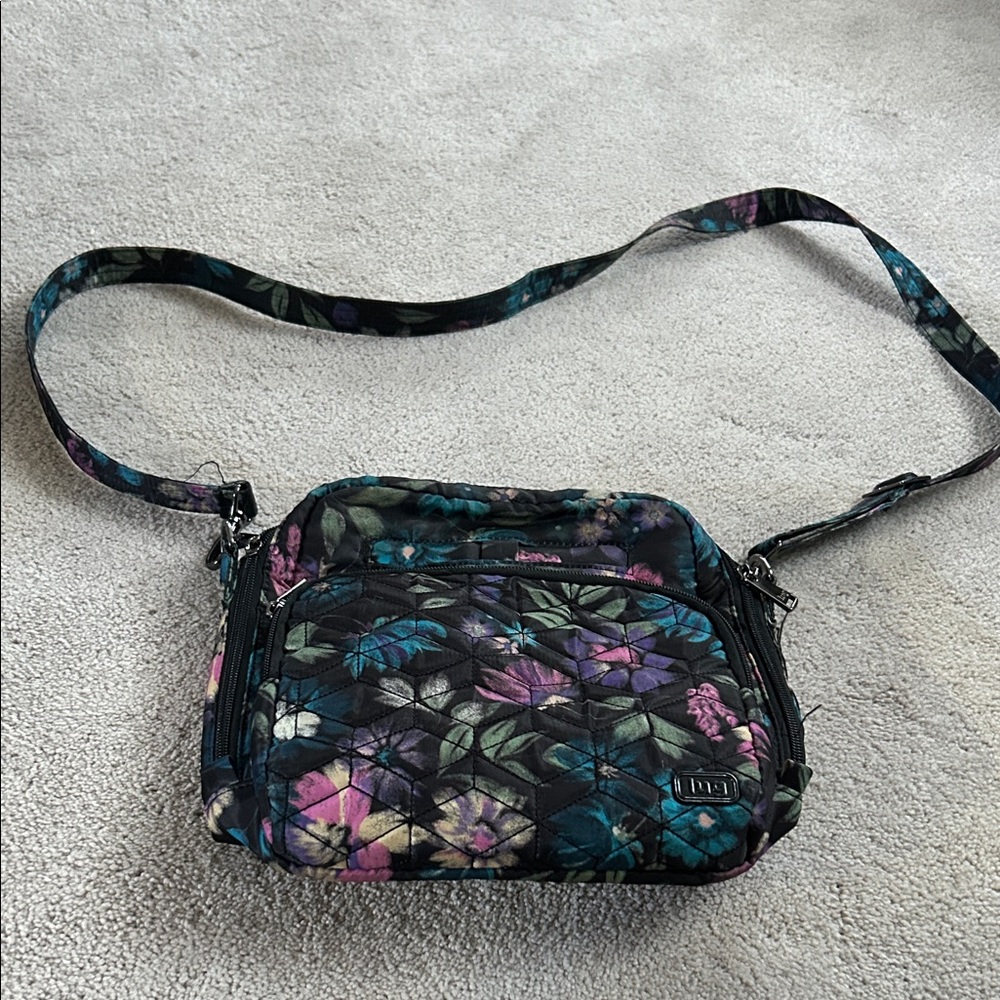 Lug ranger  Black and Purple Floral Crossbody Bag
